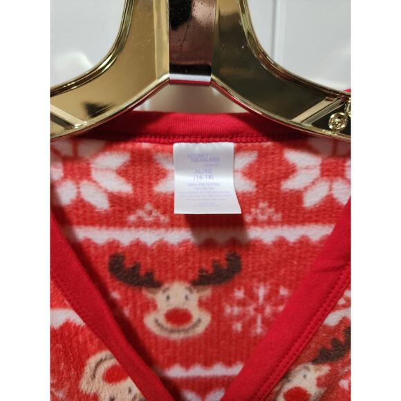 SECRET TREASURES CHRISTMAS REINDEER PLUSH SLEEPER ONE PIECE PAJAMAS Sz. XL 16-18 - Picture 4 of 6
